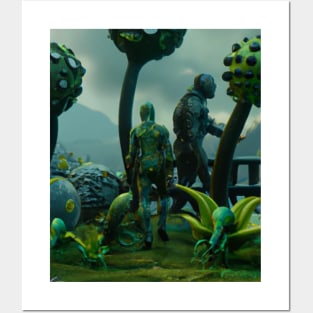 green aliens Posters and Art